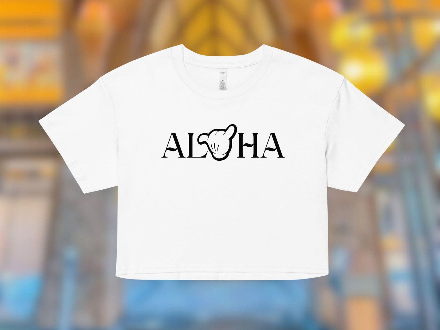 Disney Aulani Aloha Mickey Crop Shirt, Hang Loose Shaka