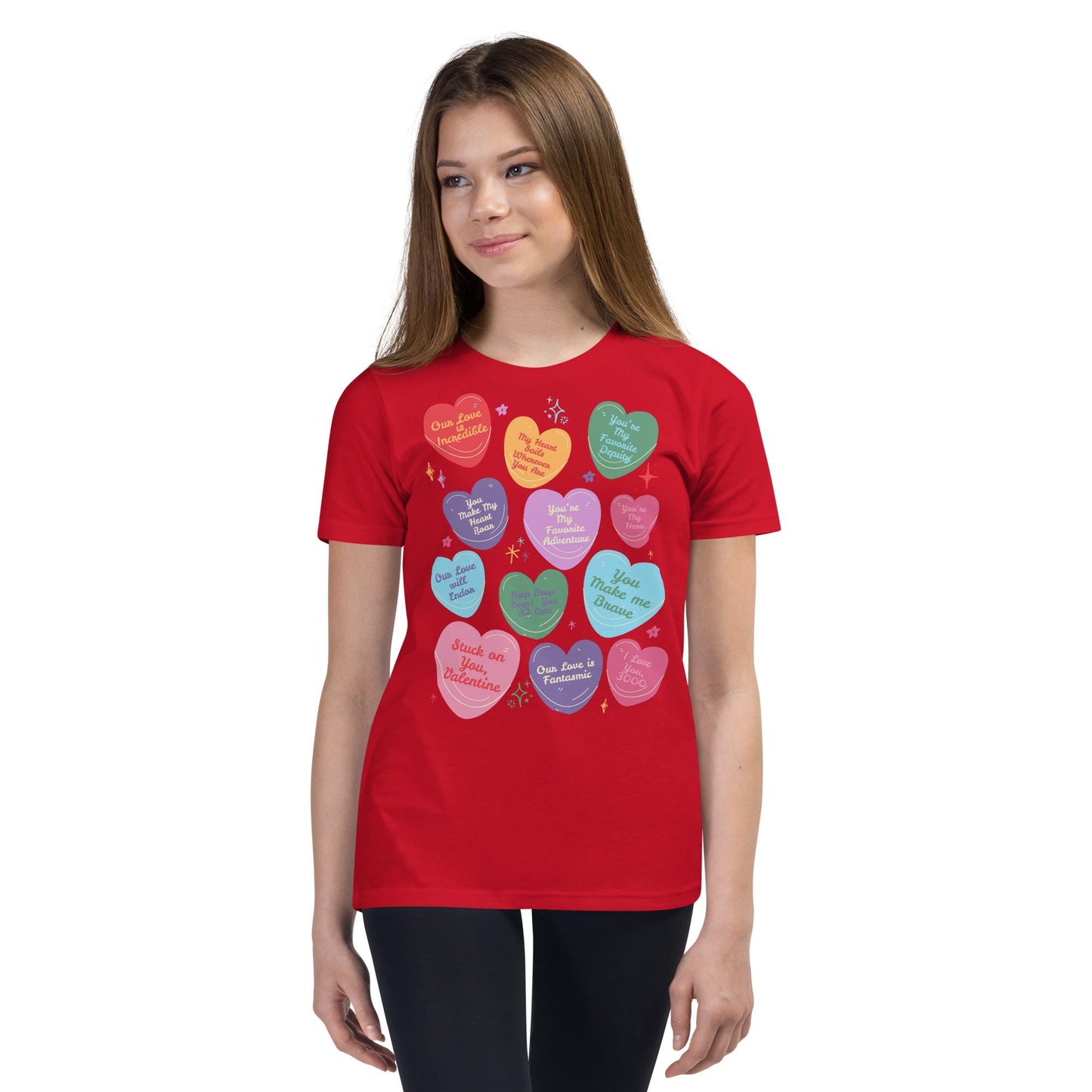 Girls' Disney Valentine's Day Shirt, Conversation Hearts, Comfort Colors