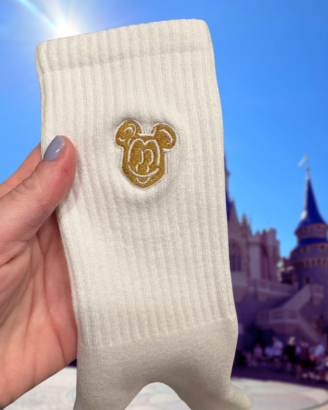 Embroidered Mickey Waffle Crew Socks, Disney Inspired