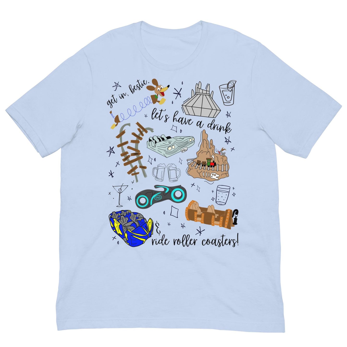 Disney Roller Coaster Doodle Sketch Bella Canvas Shirt
