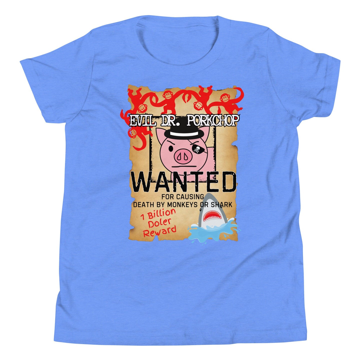 Evil Dr. Porkchop Youth T-Shirt, Subtle Theme Park Design
