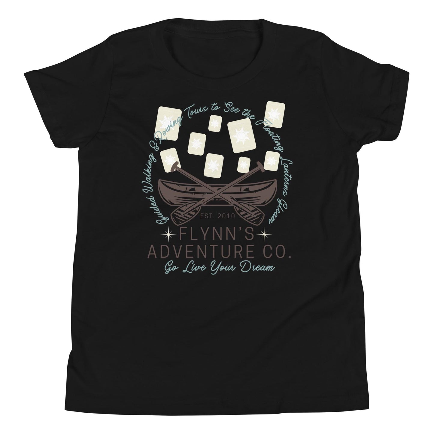 Flynn's Adventures, Subtle Theme Park Bella Canvas Youth Short Sleeve T-Shirt, Tangled, Flynn Rider,