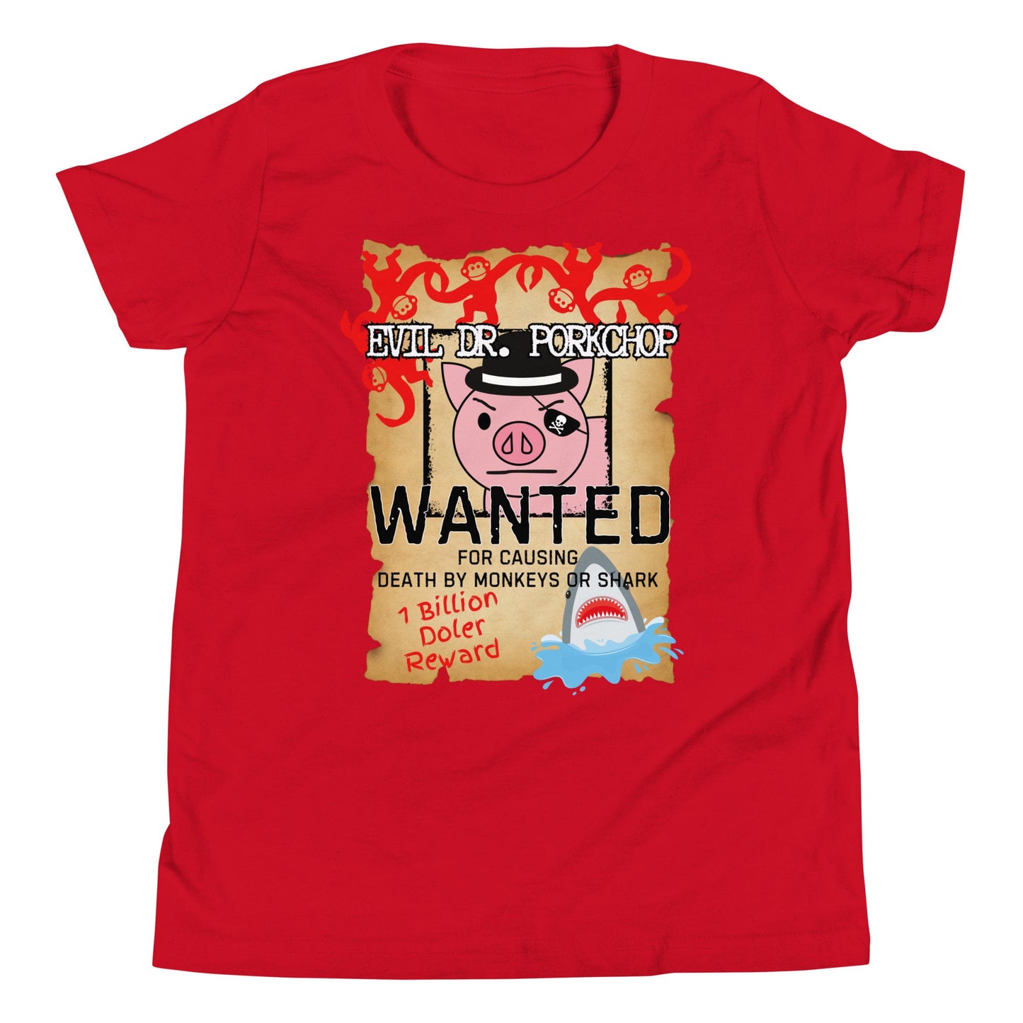 Evil Dr. Porkchop Youth T-Shirt, Subtle Theme Park Design
