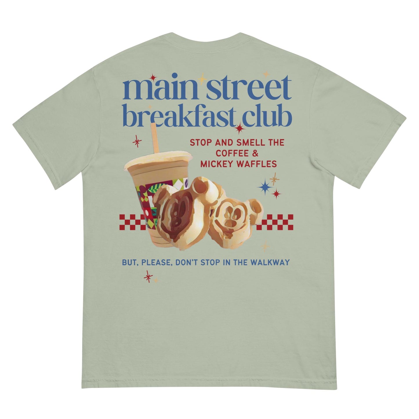 Disney Main Street Breakfast Club Tee – Mickey Waffles & Joffrey’s Coffee, Comfort Colors