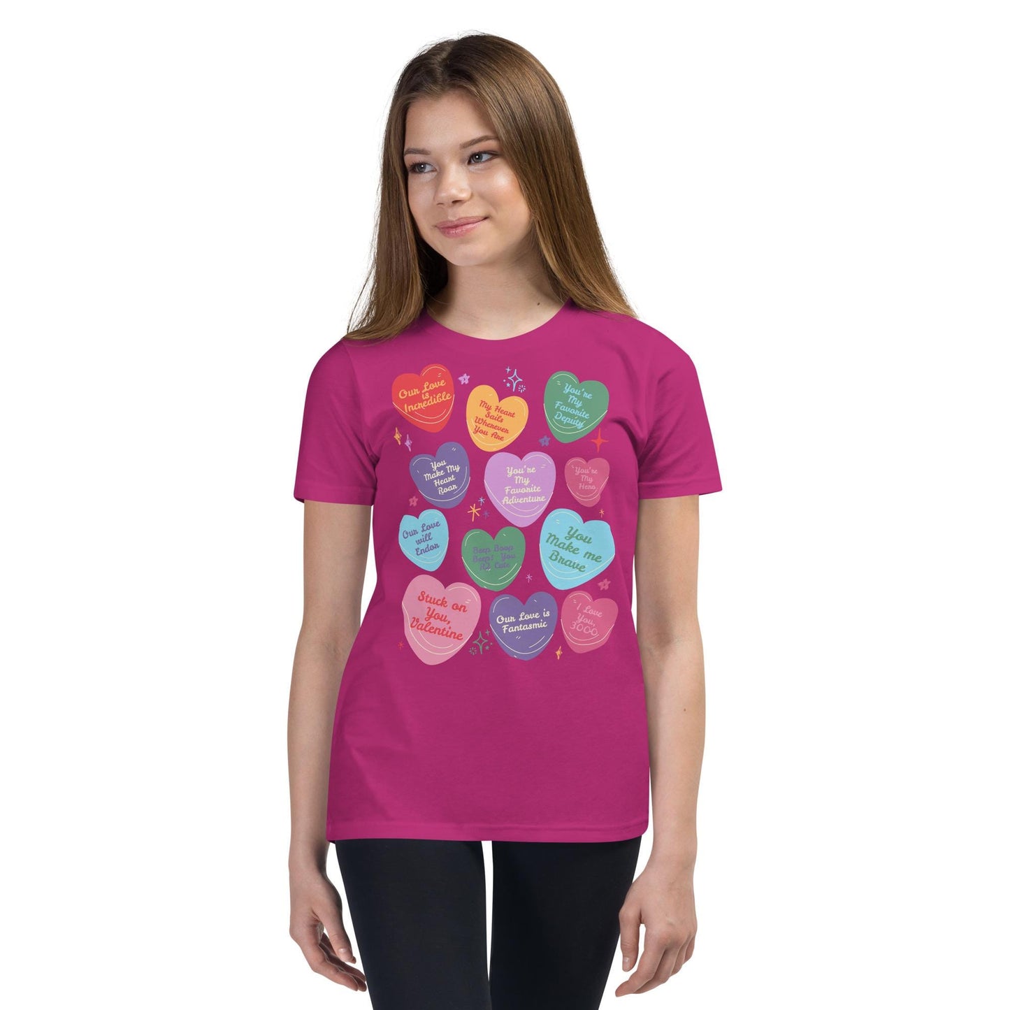 Girls' Disney Valentine's Day Shirt, Conversation Hearts, Comfort Colors