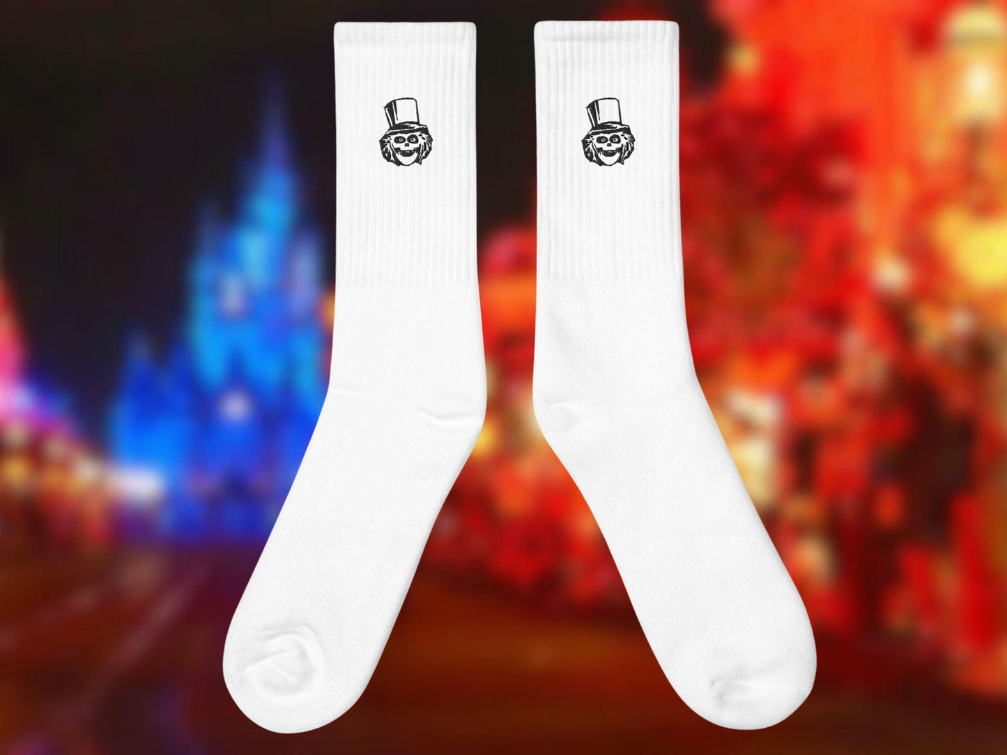 Hatbox Ghost Embroidered Socks, Haunted Mansion Disney Park Apparel