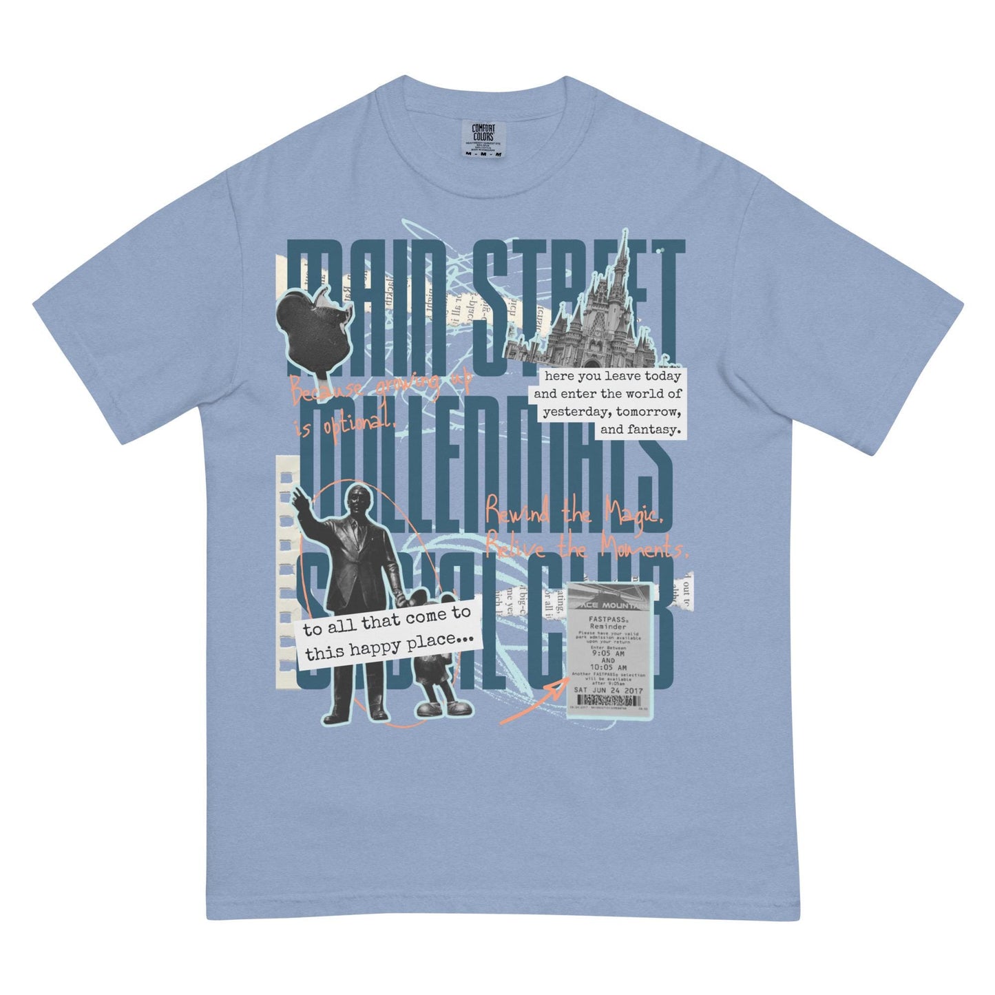 Main Street Millennials Social Club Disney Adult Comfort Colors Shirt
