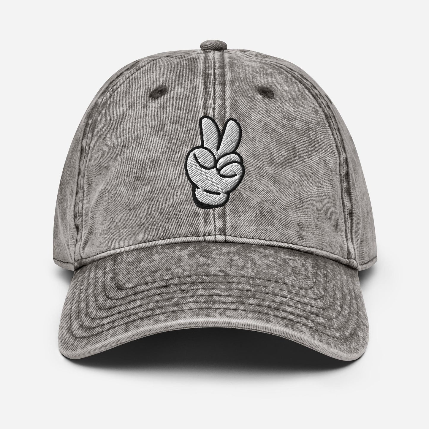 Mickey Peace Sign Hat, Subtle Disney Vintage Cotton Dad Cap