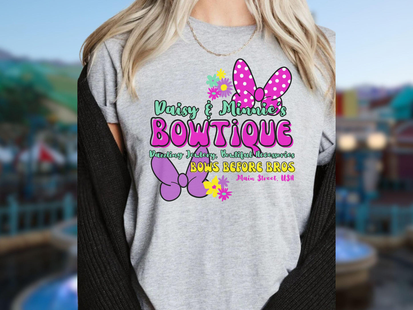 Minnie and Daisy Bowtique Shirt, Disneyland Inspired Girls Tee