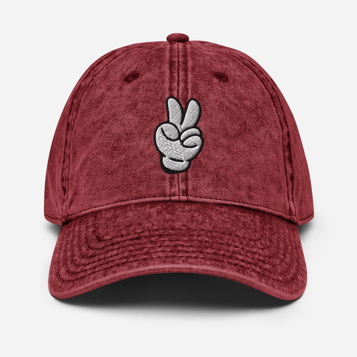 Mickey Peace Sign Hat, Subtle Disney Vintage Cotton Dad Cap