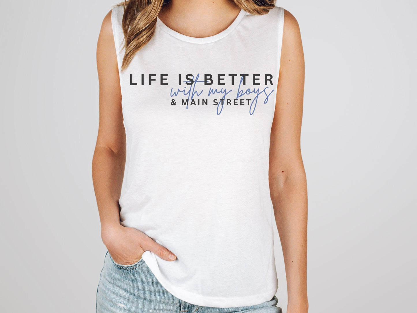 Disney Mom Bella Canvas Muscle Tank, Life is Better With My Boys Shirt
