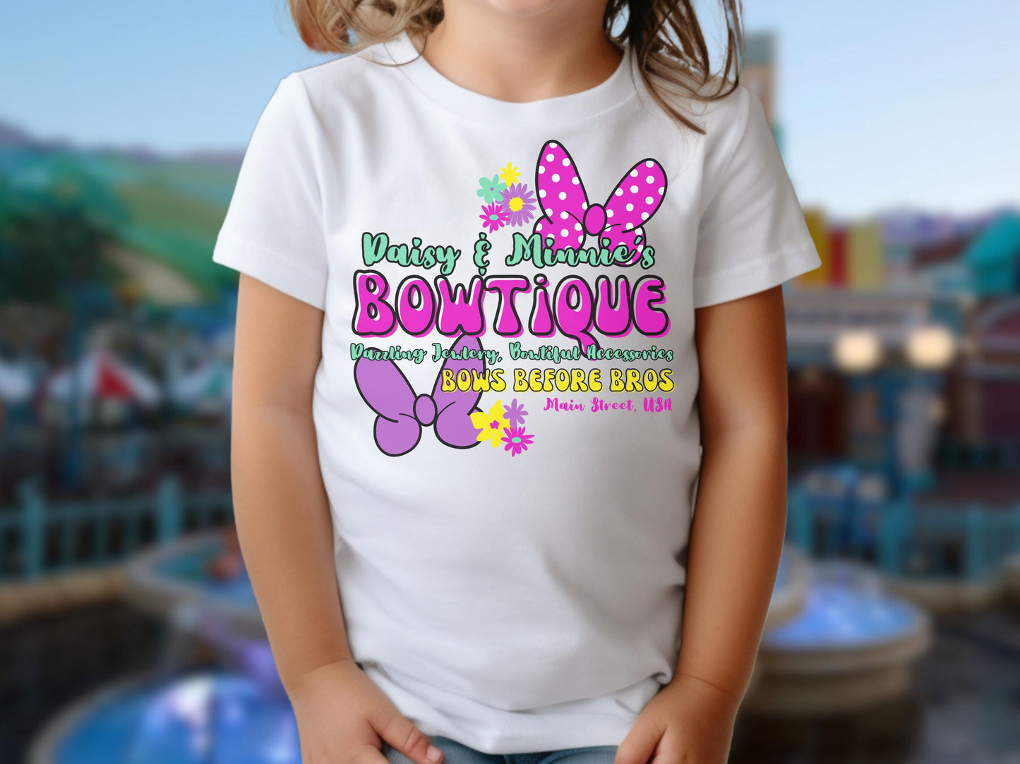 Girls Disney Shirt, Minnie and Daisy Bows, Custom Vacation Shirt