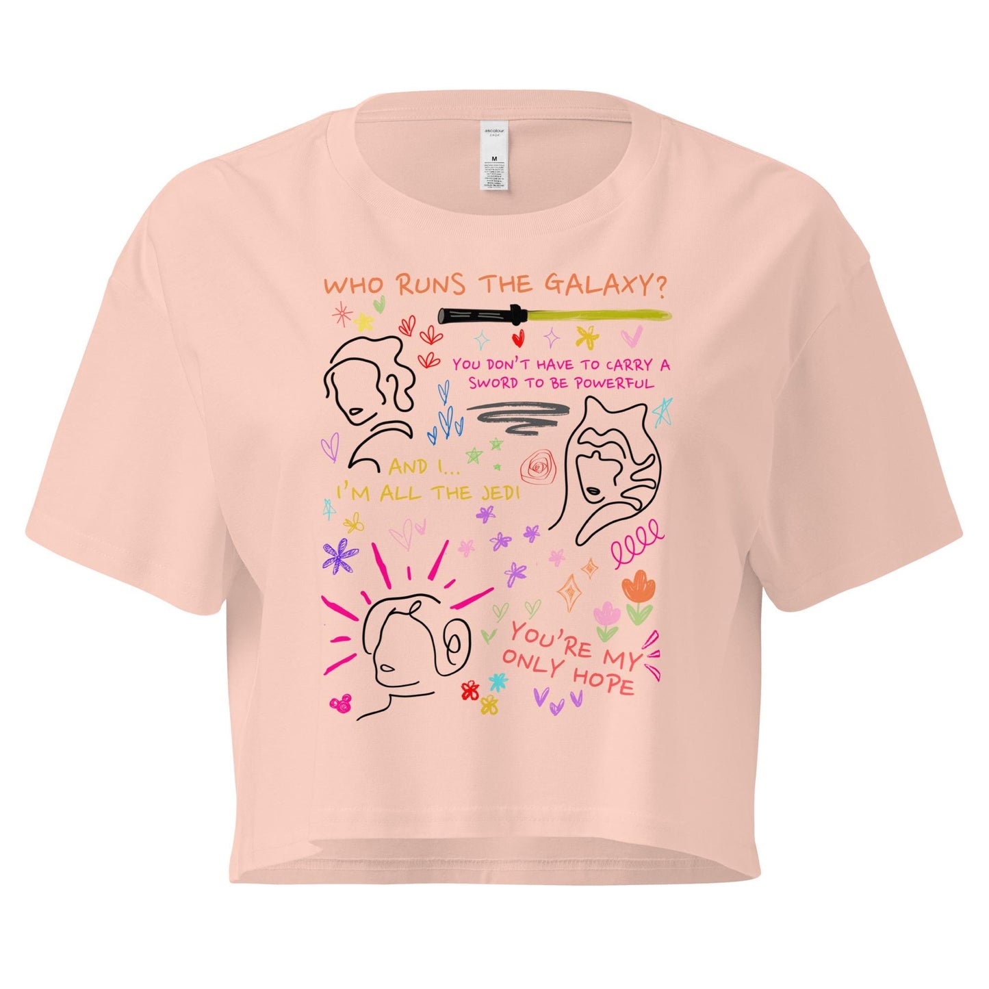 Star Wars Women's Crop Top: Rey, Ahsoka, Leia Doodle Shirt