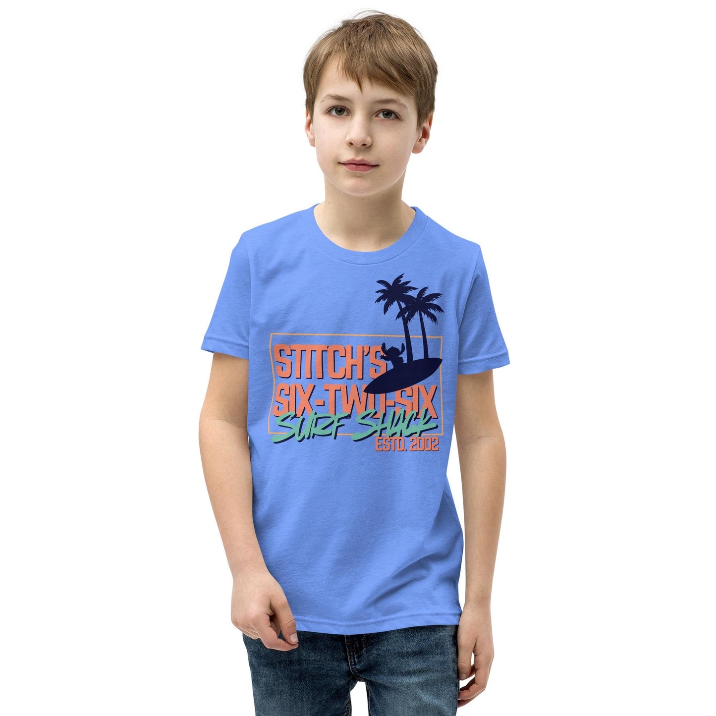 Stitch's Surf Shack Youth Tee, Disney Ohana Bella Canvas Shirt