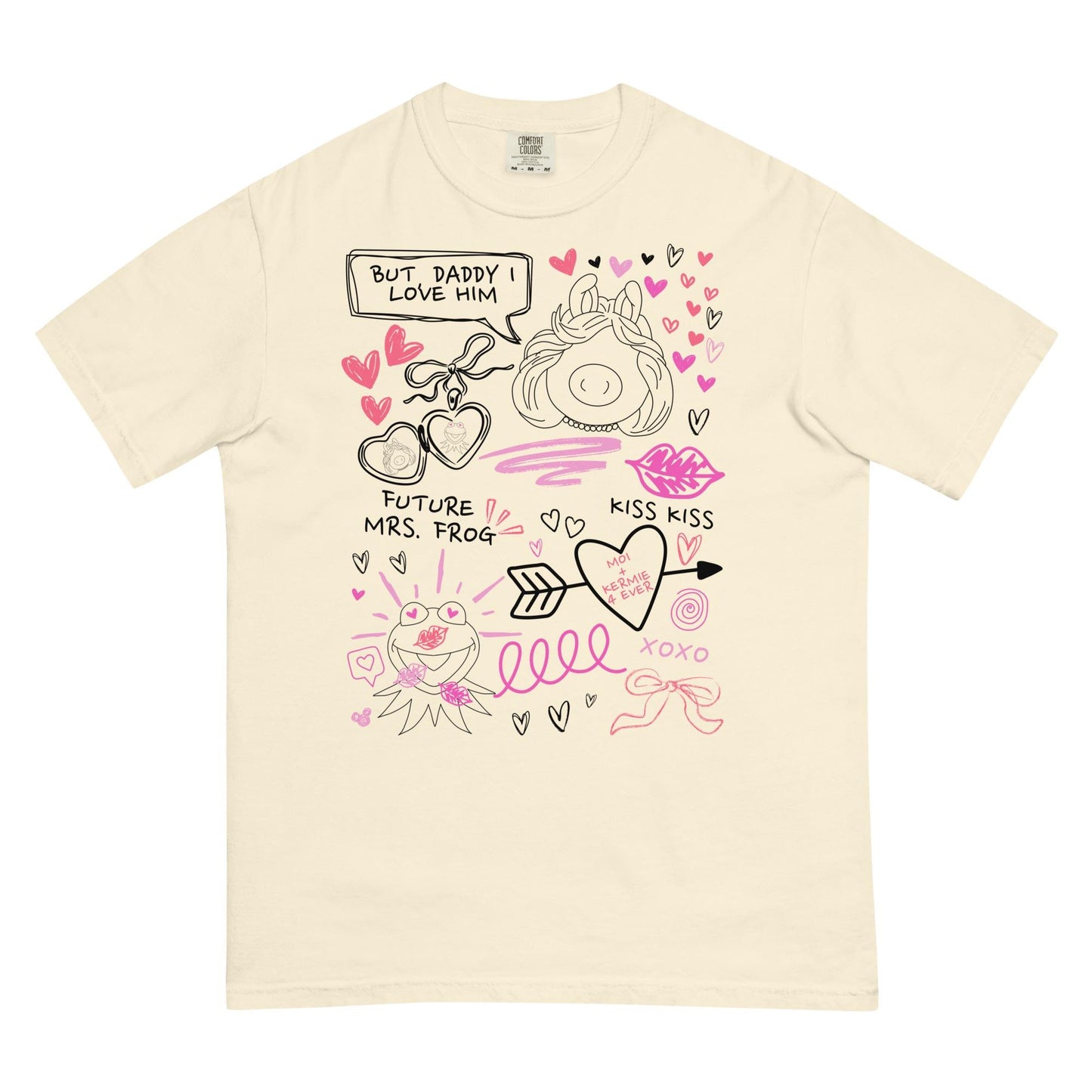 Miss Piggy & Kermit Doodle Comfort Colors Shirt, Subtle Disney Tee