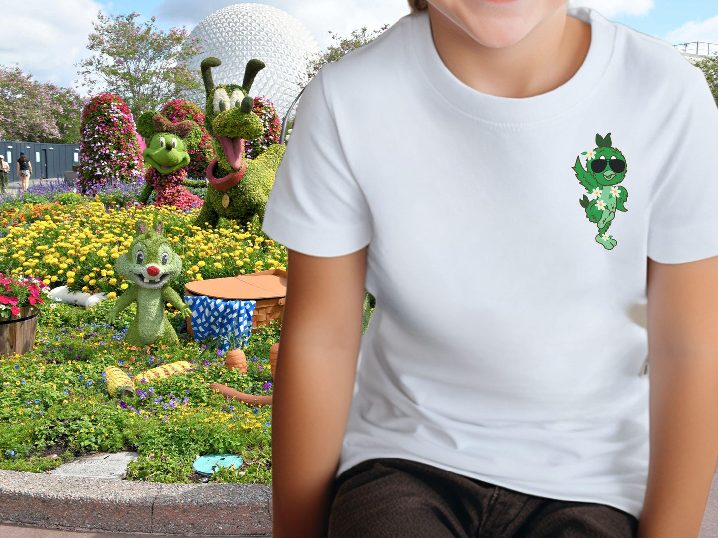 Orange Bird Topiary Youth Shirt, Disney EPCOT Flower Garden Family Tee