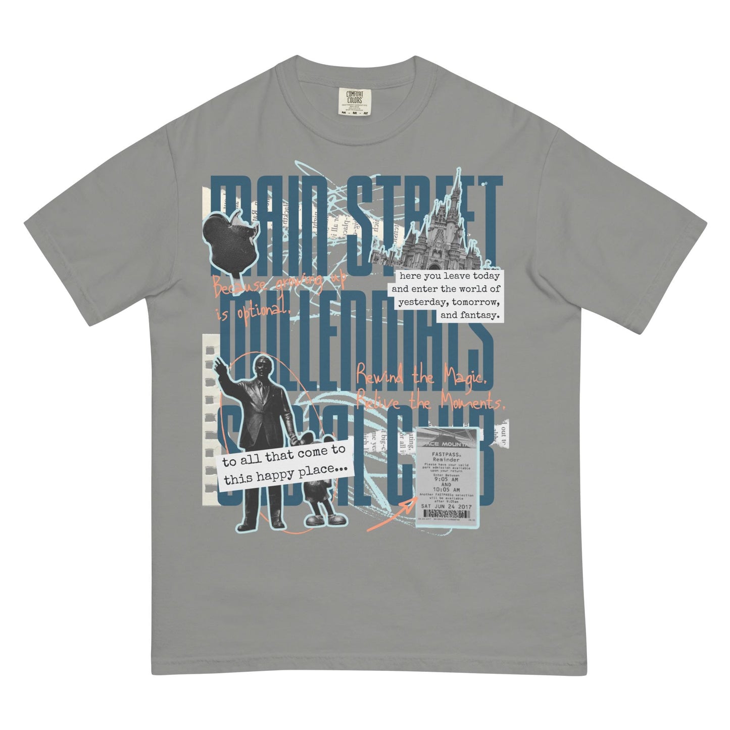 Main Street Millennials Social Club Disney Adult Comfort Colors Shirt