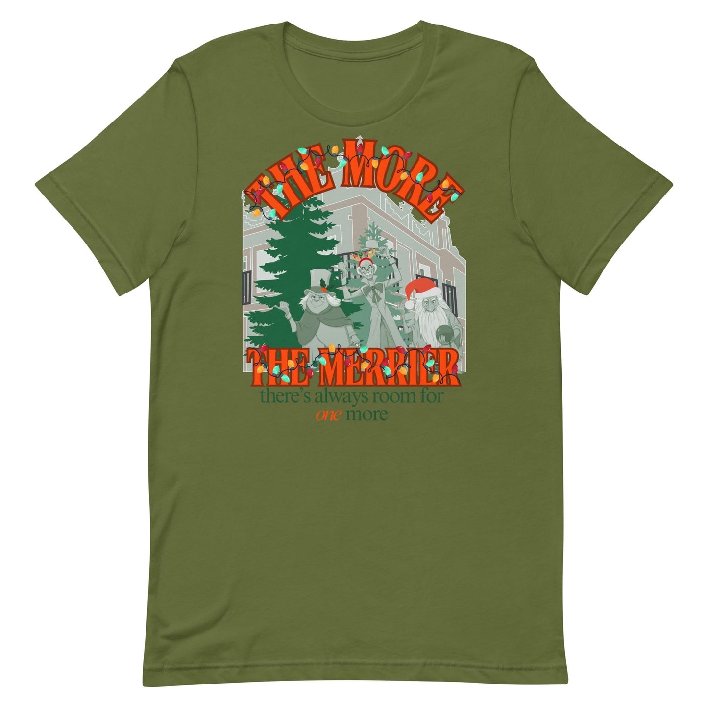 Haunted Mansion Christmas T-Shirt: Hitchhiking Ghosts Holiday Tee, Bella Canvas Front Print Design Only
