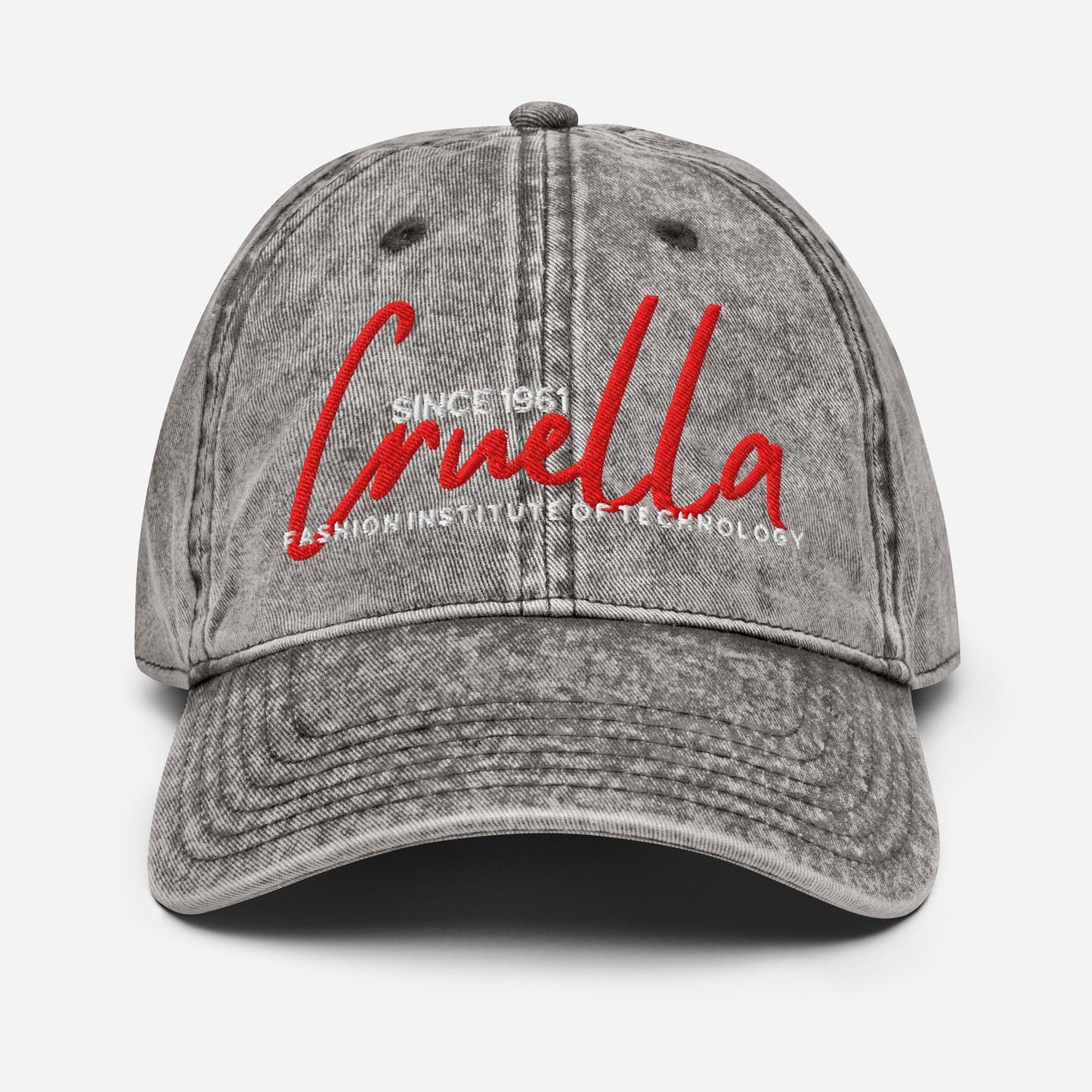 Cruella Fashion Institute of Technology Distressed Vintage Dad Hat, Disney Villain Hat