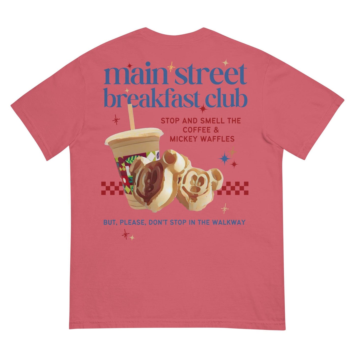 Disney Main Street Breakfast Club Tee – Mickey Waffles & Joffrey’s Coffee, Comfort Colors