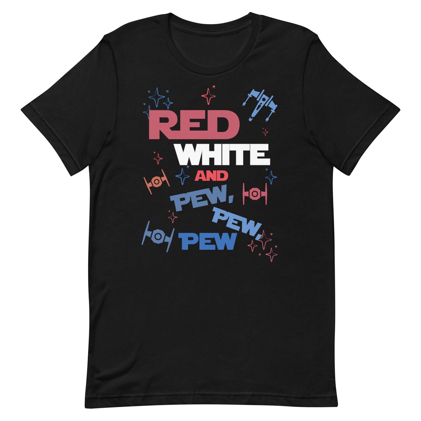 Red White Pew Pew Bella Canvas Shirt, Subtle Disney Star Wars Tee