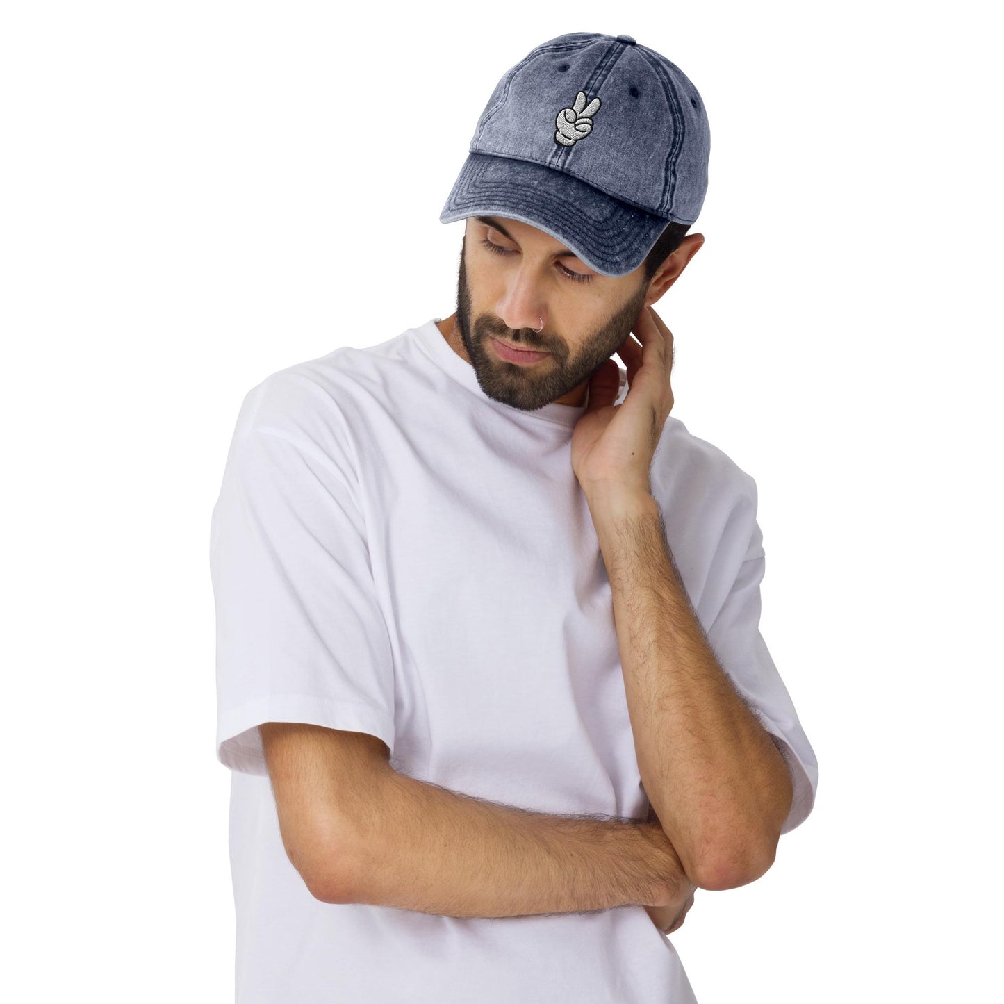 Mickey Peace Sign Hat, Subtle Disney Vintage Cotton Dad Cap