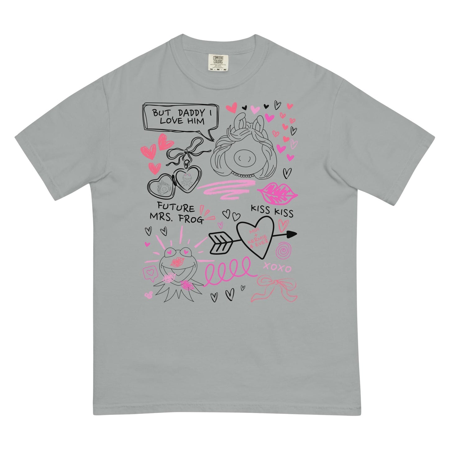 Miss Piggy & Kermit Doodle Comfort Colors Shirt, Subtle Disney Tee