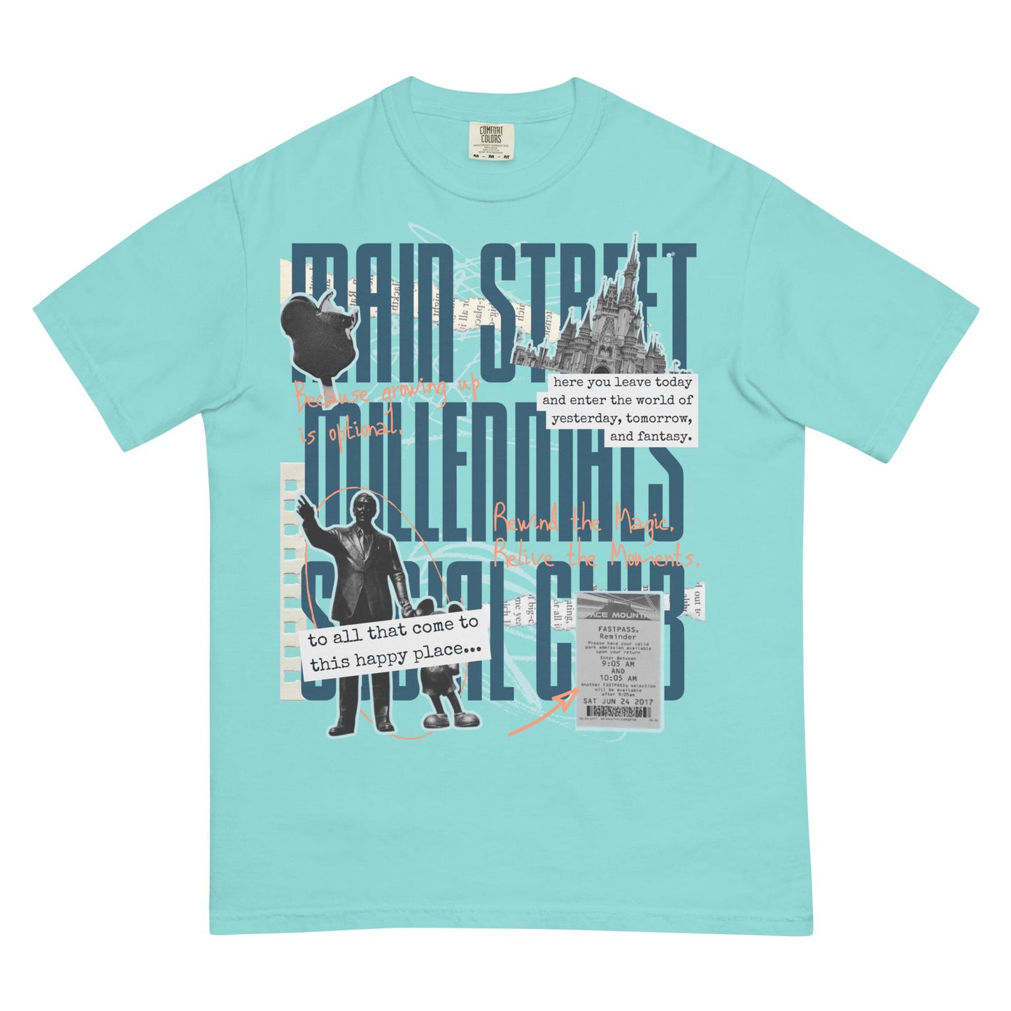 Main Street Millennials Social Club Disney Adult Comfort Colors Shirt