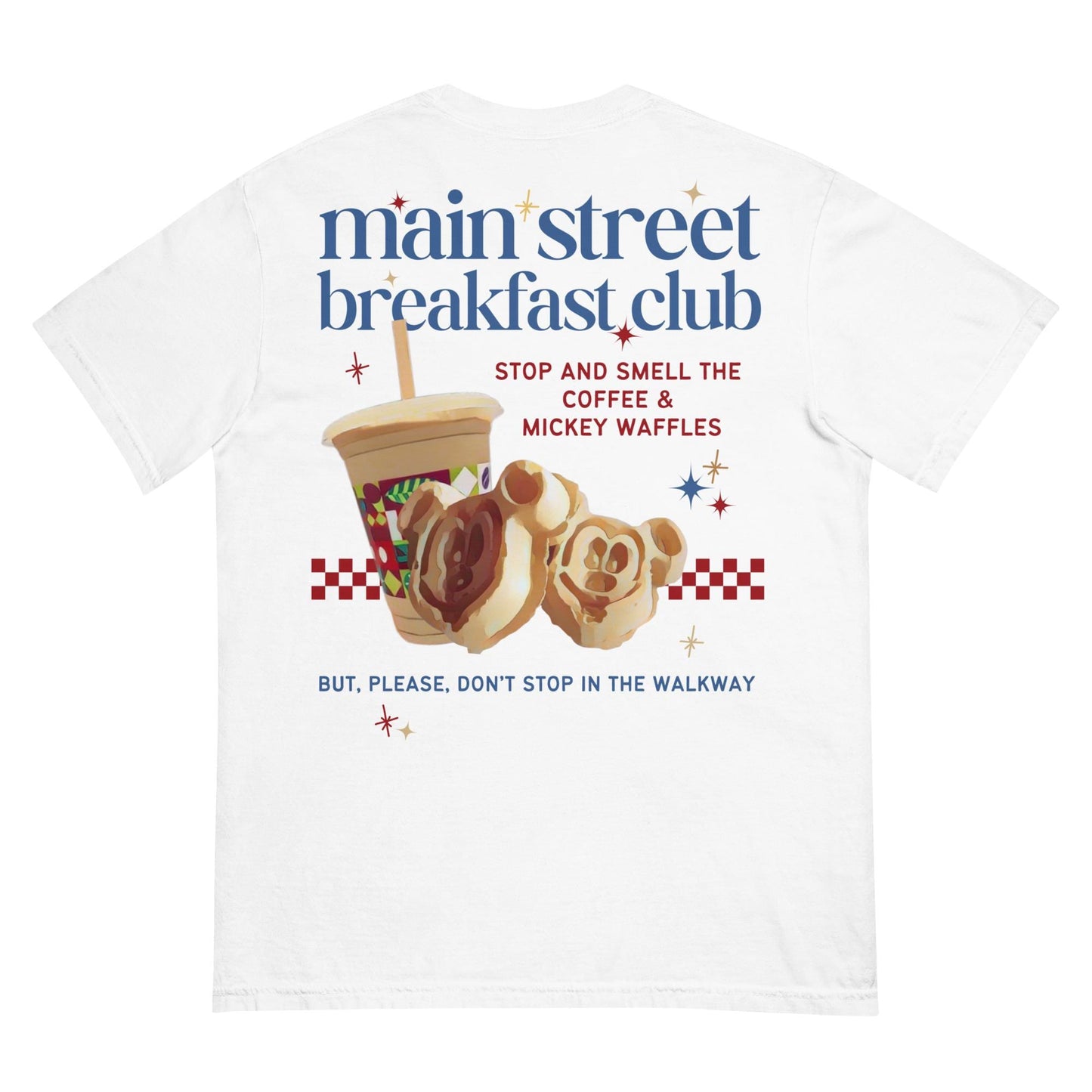 Disney Main Street Breakfast Club Tee – Mickey Waffles & Joffrey’s Coffee, Comfort Colors