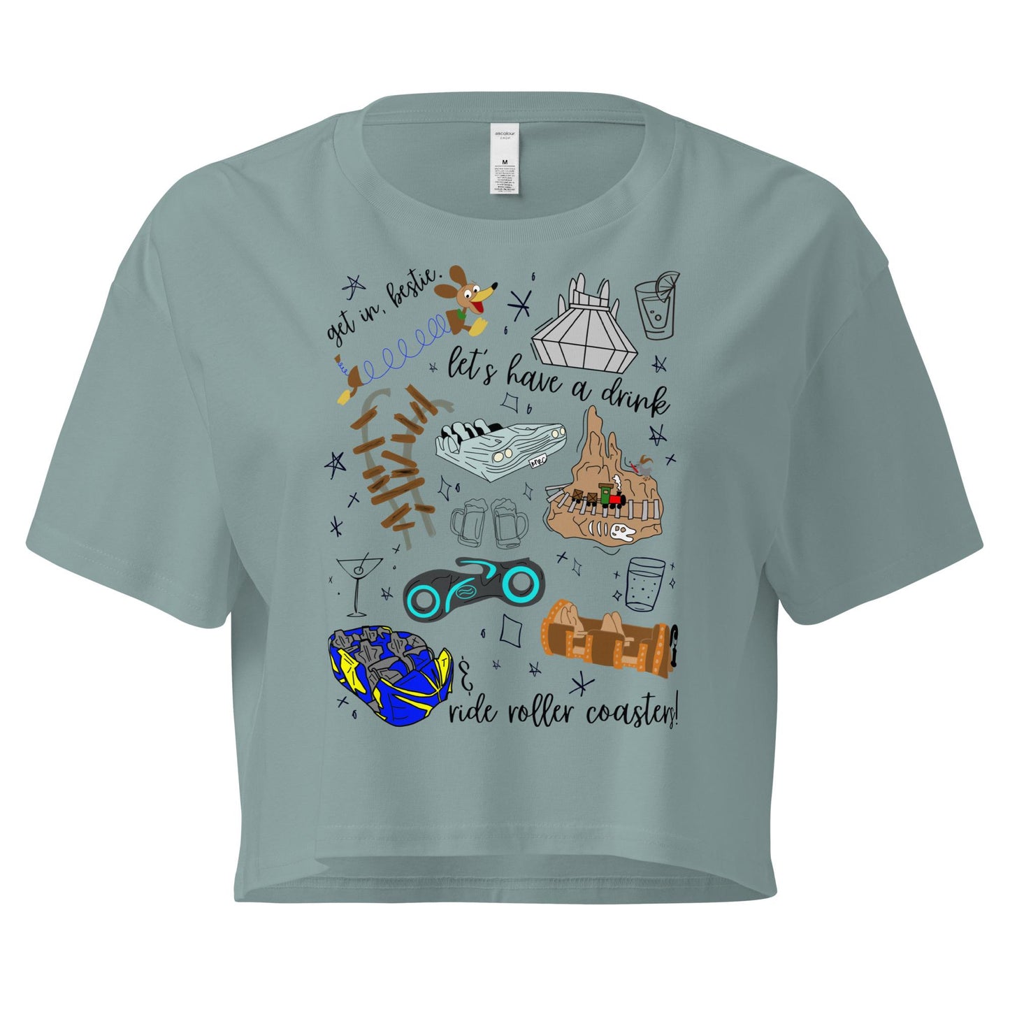 Disney Roller Coaster Doodle Crop Top, Park Hopping Shirt