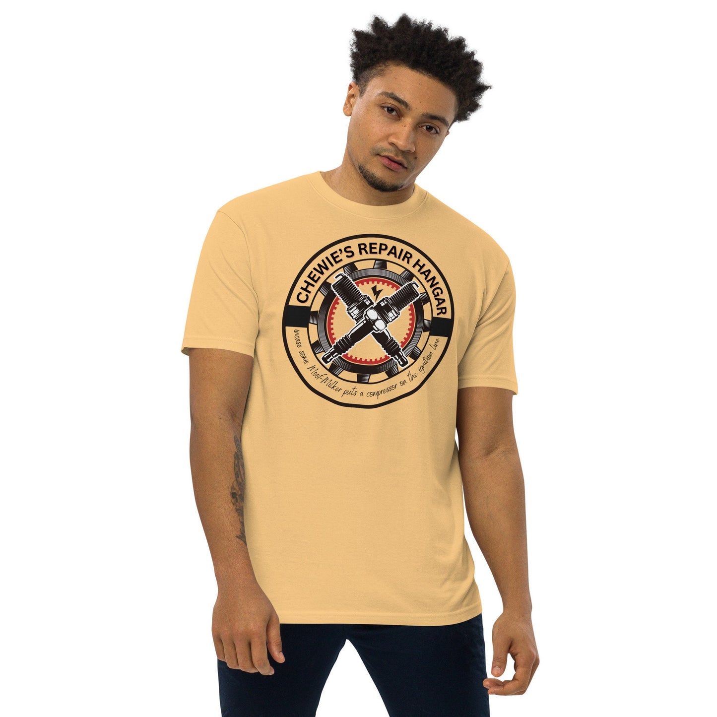 Chewie's Repair Hangar T-Shirt: Subtle Star Wars Design, Tall Length