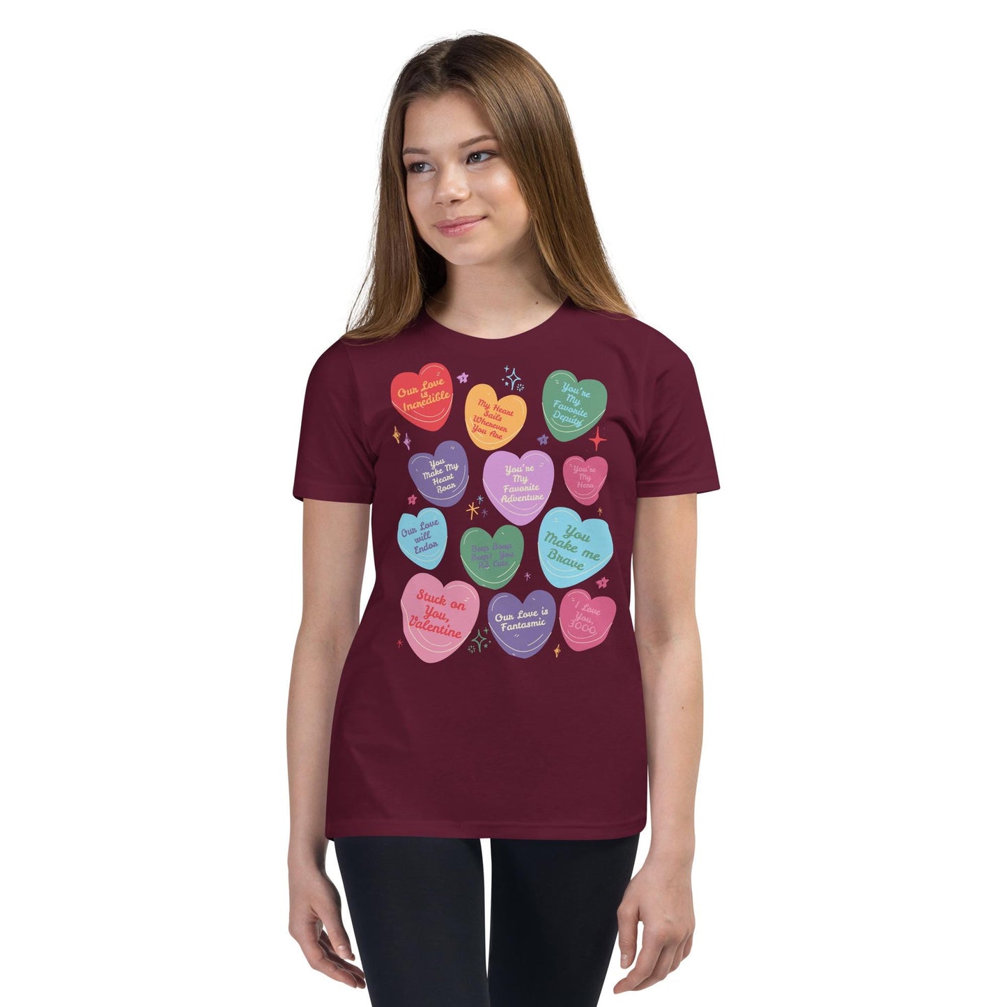 Girls' Disney Valentine's Day Shirt, Conversation Hearts, Comfort Colors