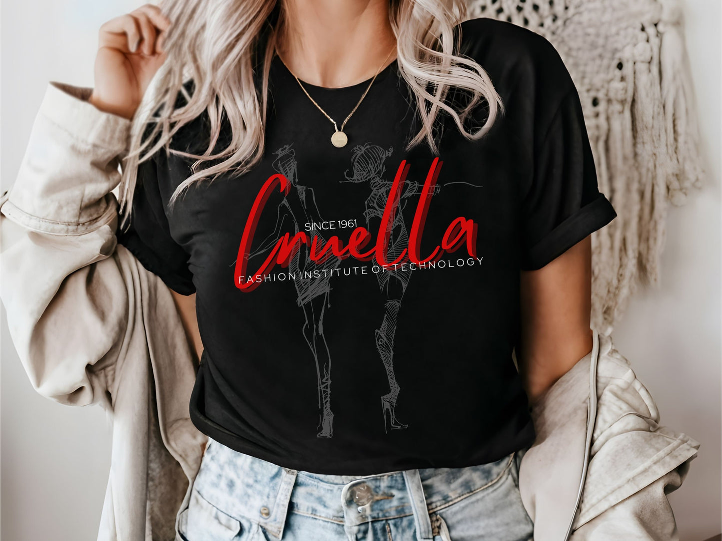 Cruella Fashion Institute Bella Canvas T-Shirt, Subtle Disney Villain Tee