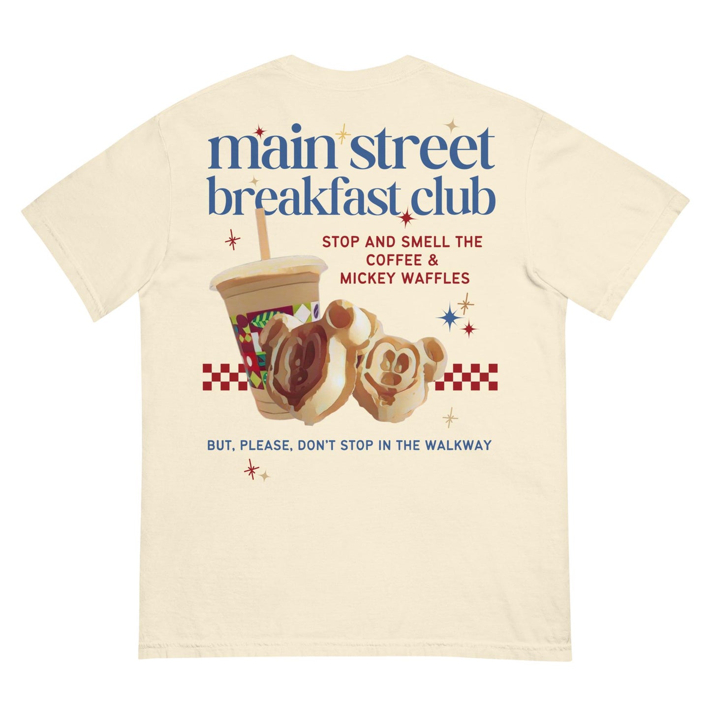 Disney Main Street Breakfast Club Tee – Mickey Waffles & Joffrey’s Coffee, Comfort Colors