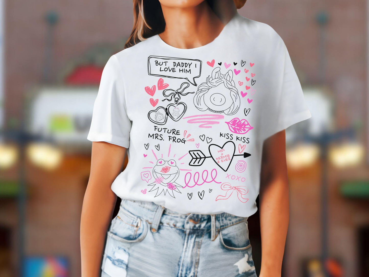 Miss Piggy & Kermit Doodle Sketch Shirt, Subtle Disney Inspired Tee