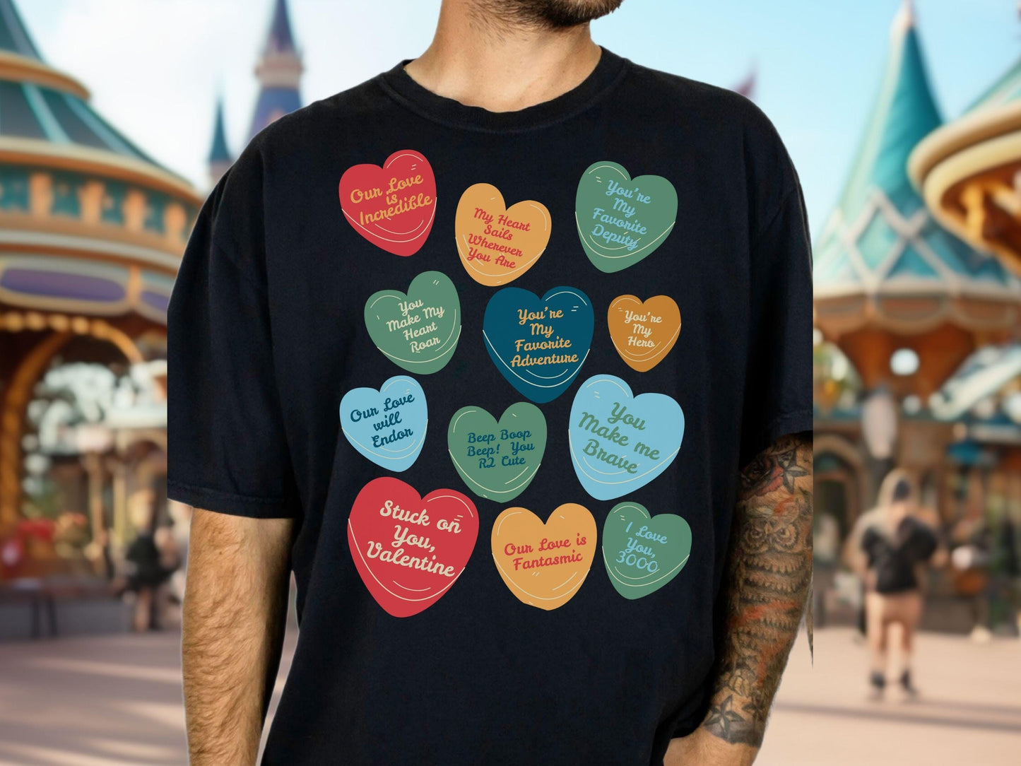Disney Valentine's Day Comfort Colors Shirt, Conversation Hearts