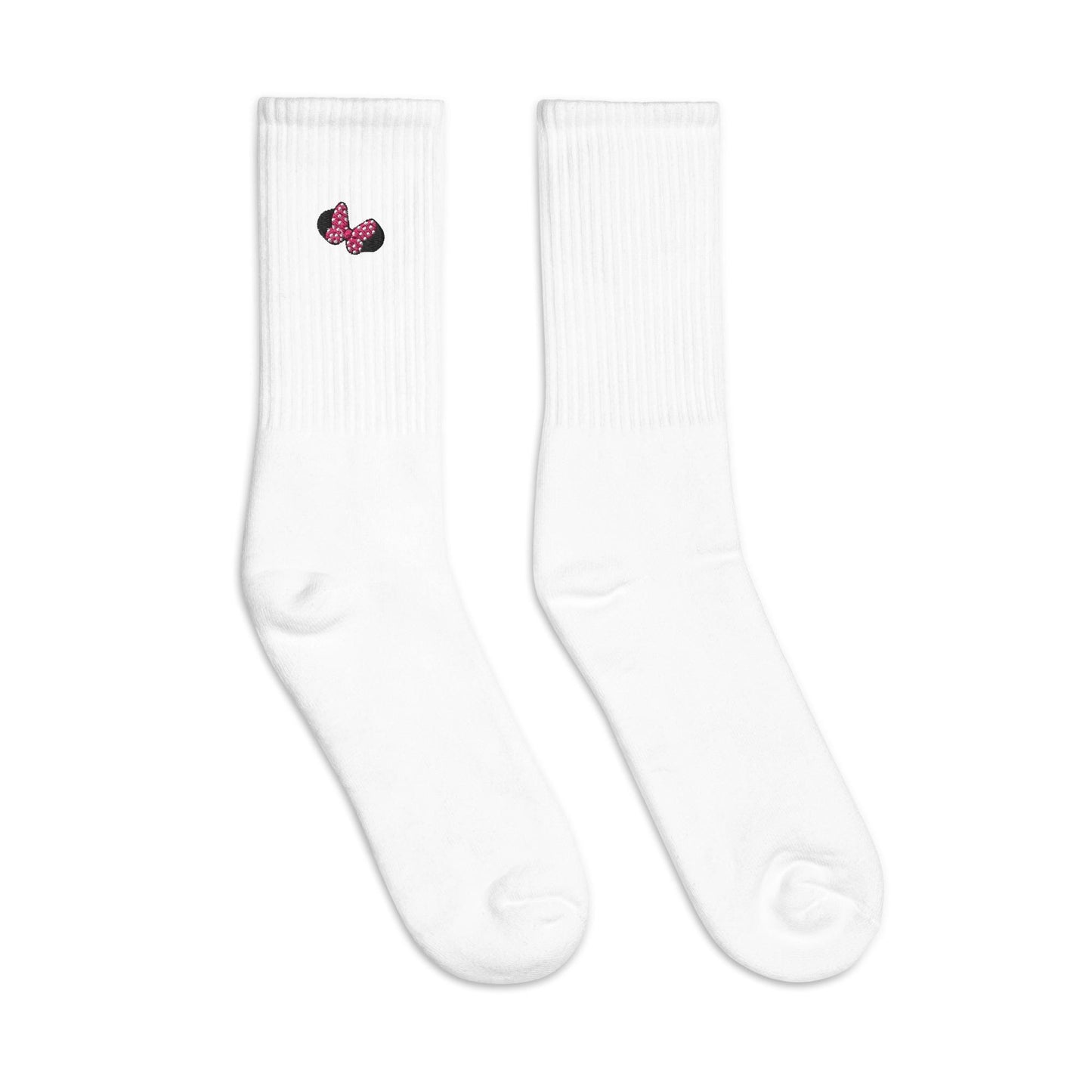 Embroidered Minnie Mouse Inspired Crew Socks - Made in USA