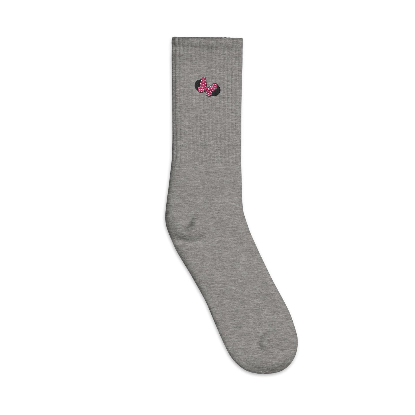 Embroidered Minnie Mouse Inspired Crew Socks - Made in USA