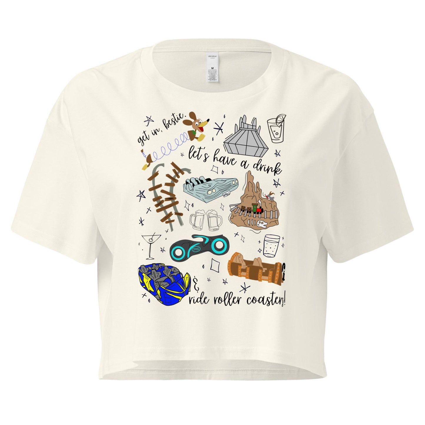 Disney Roller Coaster Doodle Crop Top, Park Hopping Shirt