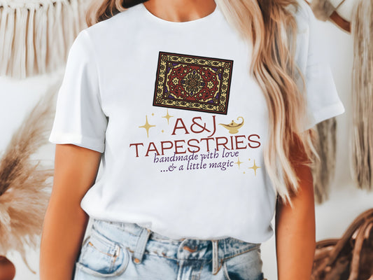 Aladdin & Jasmine Tapestries,  Bella Canvas Unisex Short Sleeve T-Shirt, Subtle Disney Matching Family Shirts